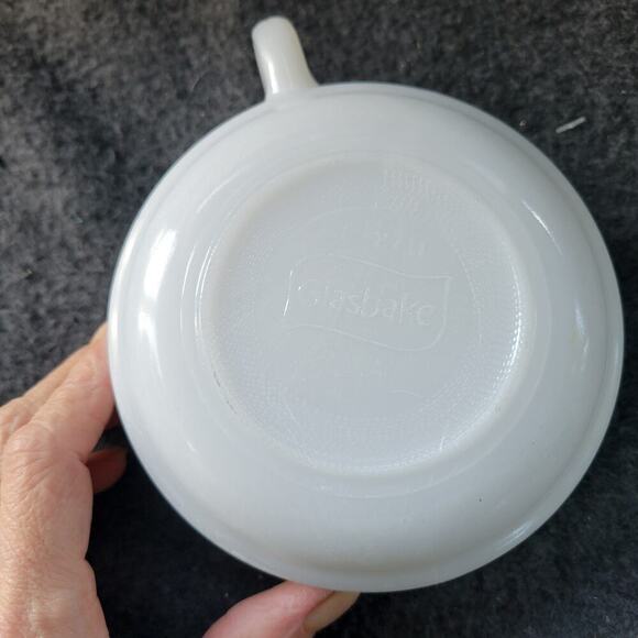 Vintage Glasbake J-2711 Milk Glass Retro Vegetables Soup Mug Coffee Cup USA - Picture 5 of 8